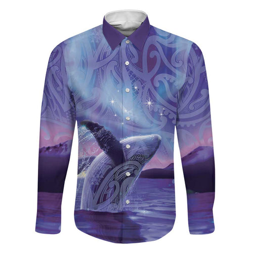 New Zealand Matariki Humpback Whale Family Matching Summer Maxi Dress and Hawaiian Shirt Paikea Maori New Year Purple Galaxy