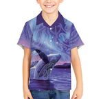 New Zealand Matariki Humpback Whale Hawaiian Shirt Paikea Maori New Year Purple Galaxy