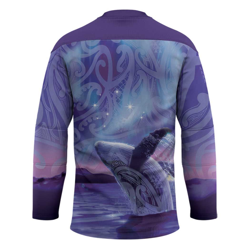 New Zealand Matariki Humpback Whale Hockey Jersey Paikea Maori New Year Purple Galaxy