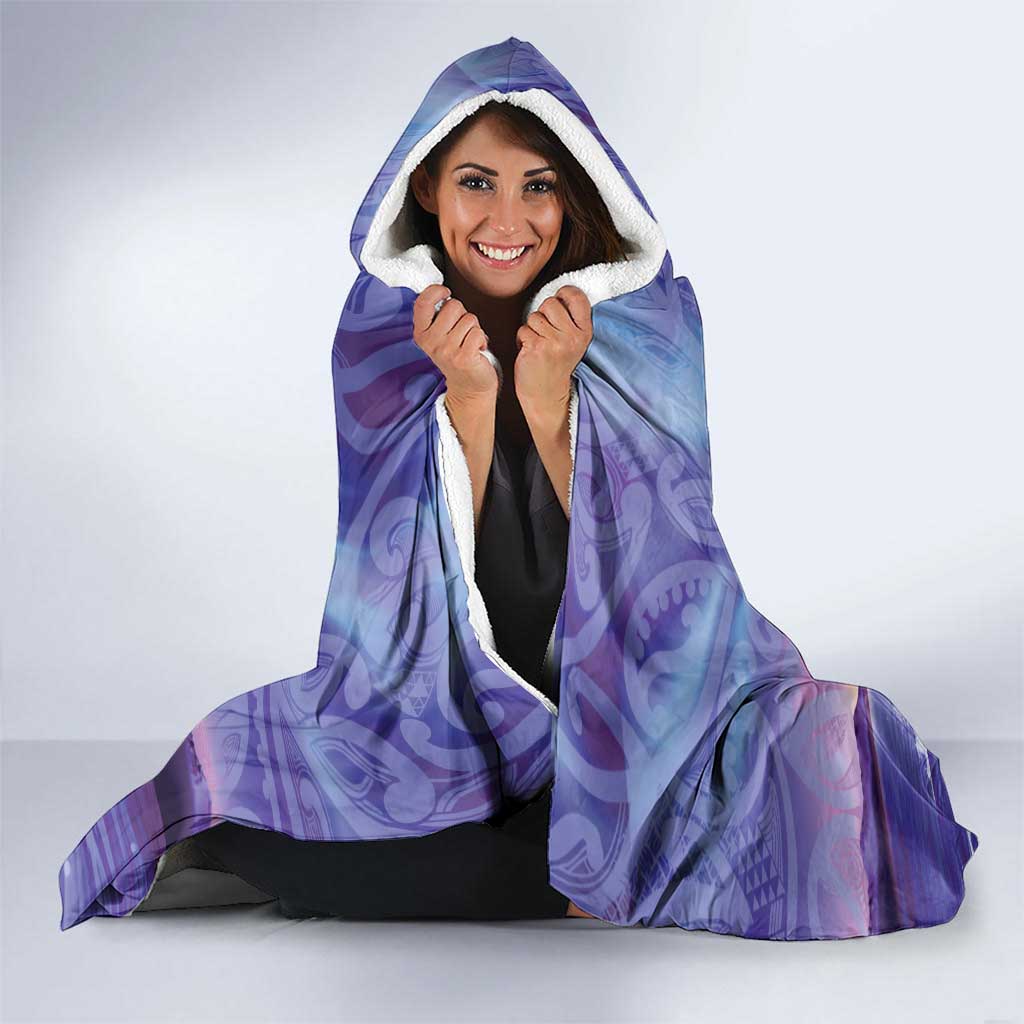 New Zealand Matariki Humpback Whale Hooded Blanket Paikea Maori New Year Purple Galaxy