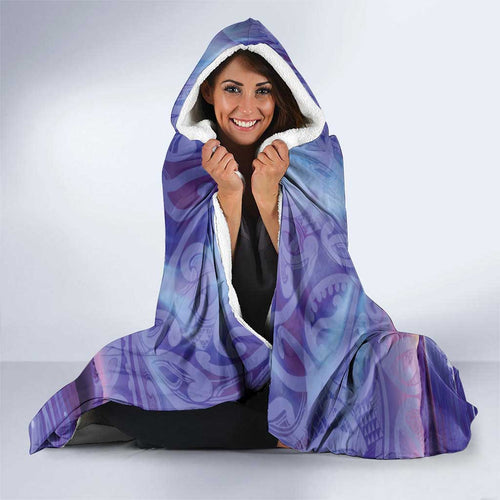 New Zealand Matariki Humpback Whale Hooded Blanket Paikea Maori New Year Purple Galaxy