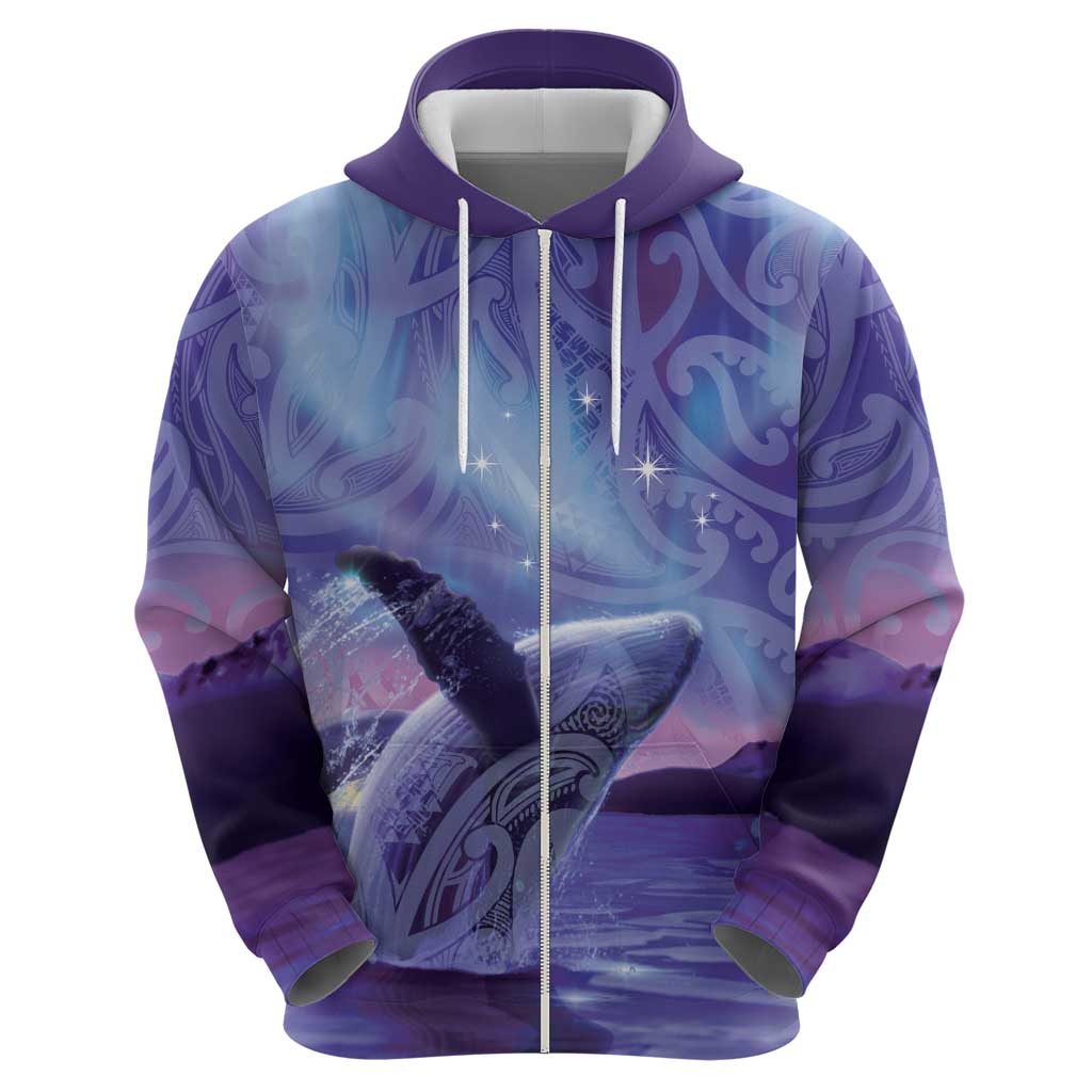 New Zealand Matariki Humpback Whale Hoodie Paikea Maori New Year Purple Galaxy