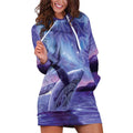 New Zealand Matariki Humpback Whale Hoodie Dress Paikea Maori New Year Purple Galaxy