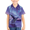 New Zealand Matariki Humpback Whale Kid Hawaiian Shirt Paikea Maori New Year Purple Galaxy