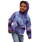 New Zealand Matariki Humpback Whale Kid Hoodie Paikea Maori New Year Purple Galaxy