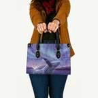 New Zealand Matariki Humpback Whale Leather Bag Paikea Maori New Year Purple Galaxy