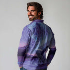 New Zealand Matariki Humpback Whale Long Sleeve Polo Shirt Paikea Maori New Year Purple Galaxy