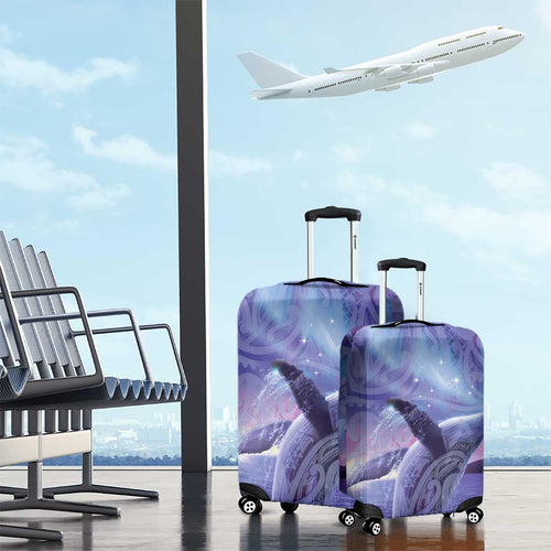 New Zealand Matariki Humpback Whale Luggage Cover Paikea Maori New Year Purple Galaxy