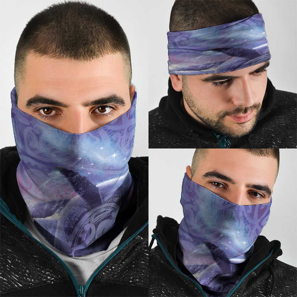 New Zealand Matariki Humpback Whale Neck Gaiter Paikea Maori New Year Purple Galaxy