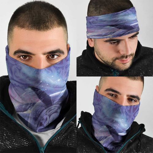 New Zealand Matariki Humpback Whale Neck Gaiter Paikea Maori New Year Purple Galaxy