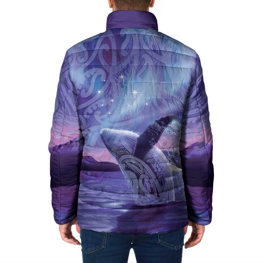New Zealand Matariki Humpback Whale Padded Jacket Paikea Maori New Year Purple Galaxy