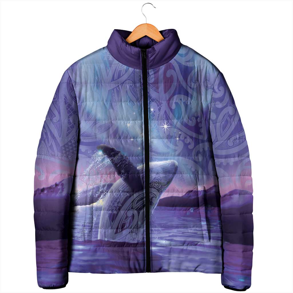New Zealand Matariki Humpback Whale Padded Jacket Paikea Maori New Year Purple Galaxy