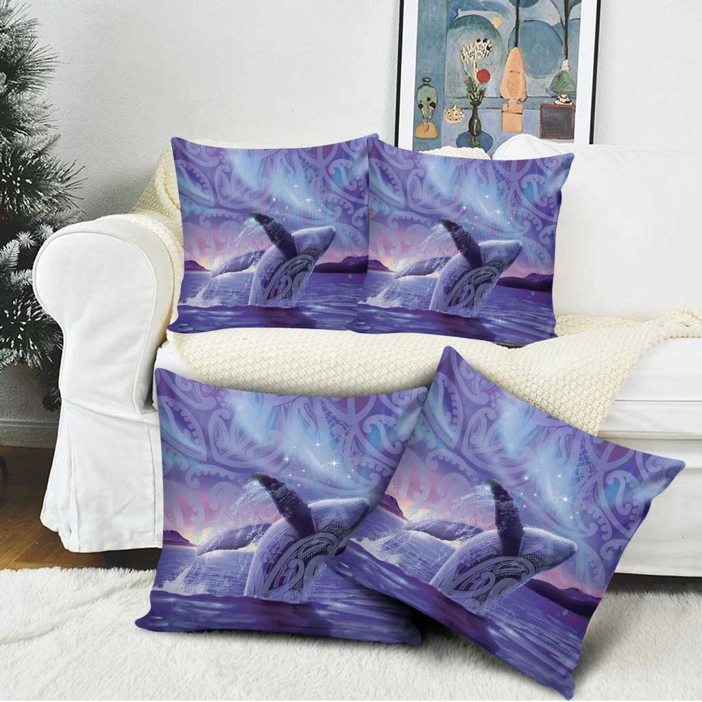 New Zealand Matariki Humpback Whale Pillow Cover Paikea Maori New Year Purple Galaxy