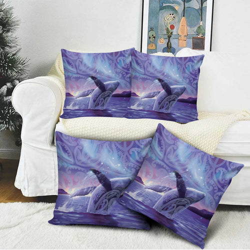 New Zealand Matariki Humpback Whale Pillow Cover Paikea Maori New Year Purple Galaxy