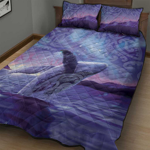 New Zealand Matariki Humpback Whale Quilt Bed Set Paikea Maori New Year Purple Galaxy