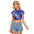 New Zealand Matariki Humpback Whale Raglan Cropped T Shirt Paikea Maori New Year Purple Galaxy