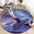 New Zealand Matariki Humpback Whale Round Carpet Paikea Maori New Year Purple Galaxy