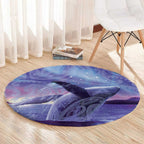 New Zealand Matariki Humpback Whale Round Carpet Paikea Maori New Year Purple Galaxy