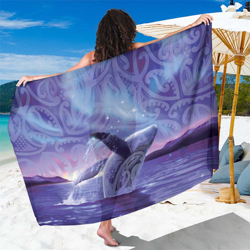 New Zealand Matariki Humpback Whale Sarong Paikea Maori New Year Purple Galaxy