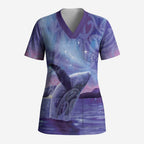New Zealand Matariki Humpback Whale Scrub Top Paikea Maori New Year Purple Galaxy