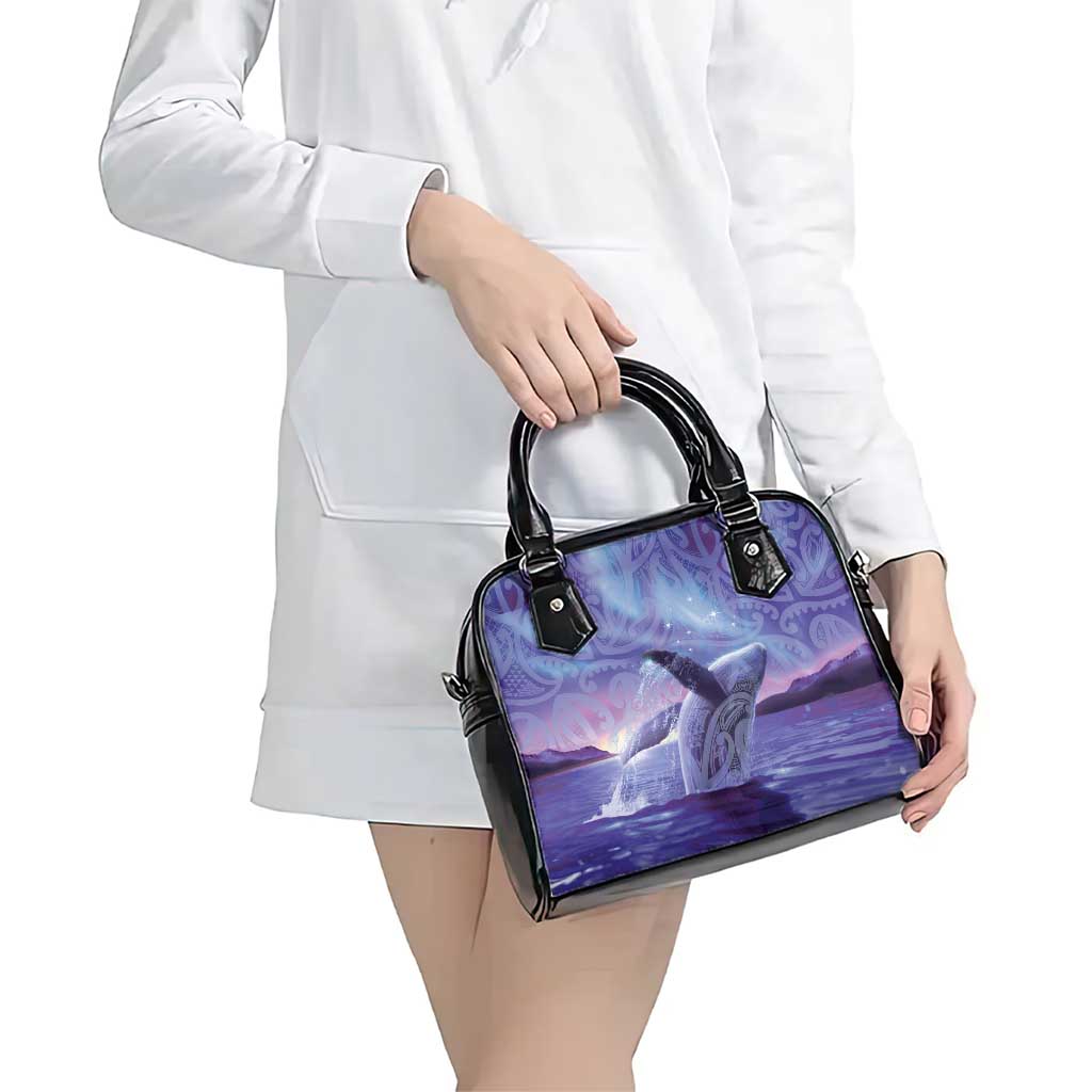 New Zealand Matariki Humpback Whale Shoulder Handbag Paikea Maori New Year Purple Galaxy