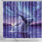 New Zealand Matariki Humpback Whale Shower Curtain Paikea Maori New Year Purple Galaxy