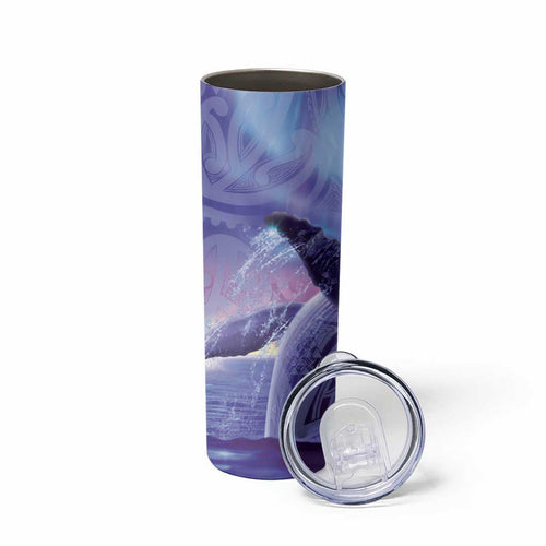 New Zealand Matariki Humpback Whale Skinny Tumbler Paikea Maori New Year Purple Galaxy
