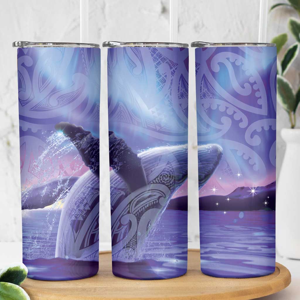 New Zealand Matariki Humpback Whale Skinny Tumbler Paikea Maori New Year Purple Galaxy