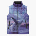 New Zealand Matariki Humpback Whale Sleeveless Puffer Jacket Paikea Maori New Year Purple Galaxy