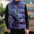 New Zealand Matariki Humpback Whale Sleeveless Puffer Jacket Paikea Maori New Year Purple Galaxy