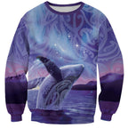 New Zealand Matariki Humpback Whale Sweatshirt Paikea Maori New Year Purple Galaxy