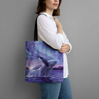 New Zealand Matariki Humpback Whale Tote Bag Paikea Maori New Year Purple Galaxy