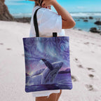 New Zealand Matariki Humpback Whale Tote Bag Paikea Maori New Year Purple Galaxy