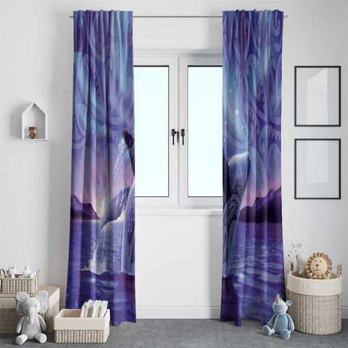 New Zealand Matariki Humpback Whale Window Curtain Paikea Maori New Year Purple Galaxy