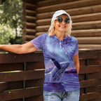 New Zealand Matariki Humpback Whale Women Polo Shirt Paikea Maori New Year Purple Galaxy