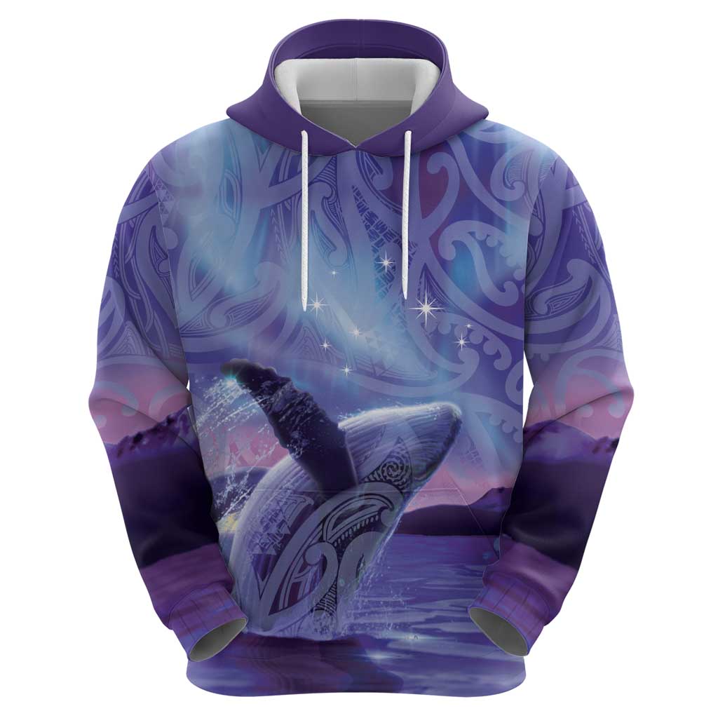 New Zealand Matariki Humpback Whale Zip Hoodie Paikea Maori New Year Purple Galaxy
