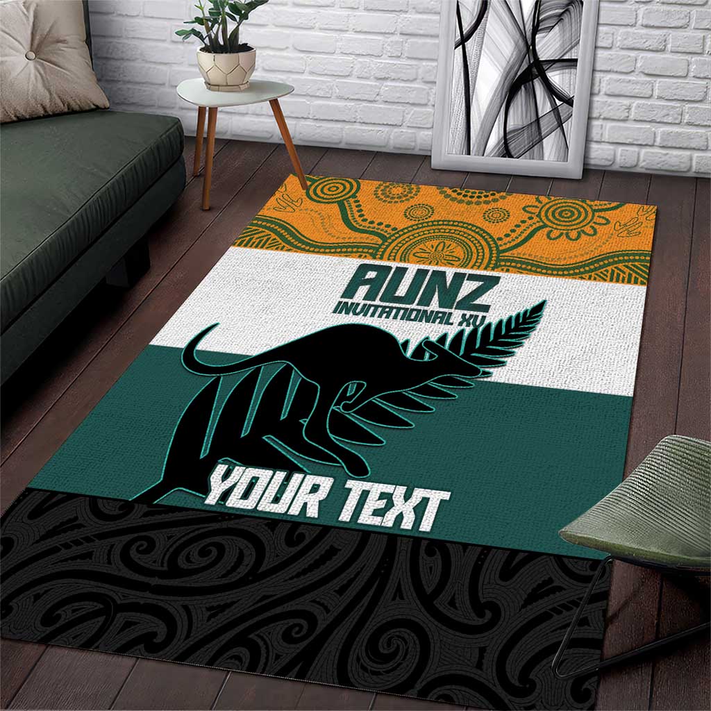 AUNZ Rugby Custom Area Rug Australia Kangaroo New Zealand Silver Fern - Aussie Hoodie