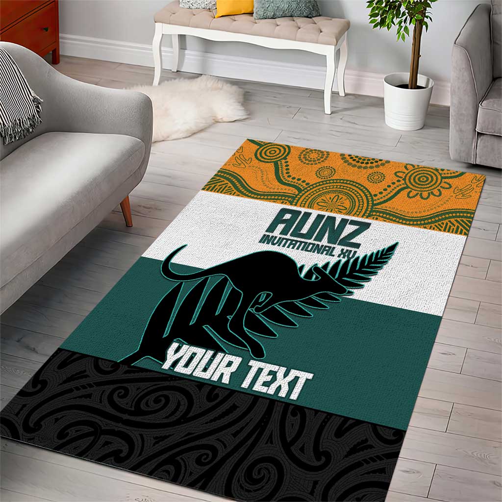 AUNZ Rugby Custom Area Rug Australia Kangaroo New Zealand Silver Fern - Aussie Hoodie