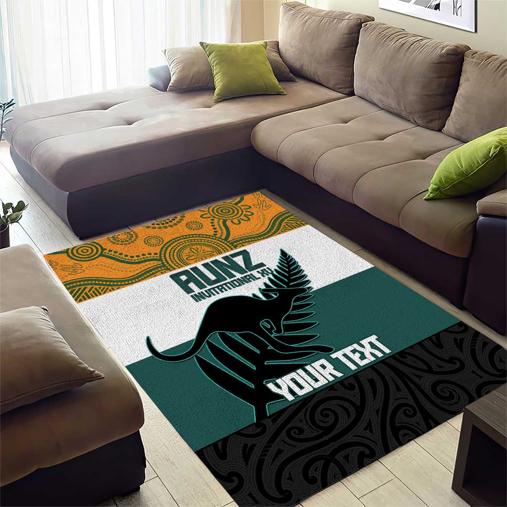 AUNZ Rugby Custom Area Rug Australia Kangaroo New Zealand Silver Fern - Aussie Hoodie