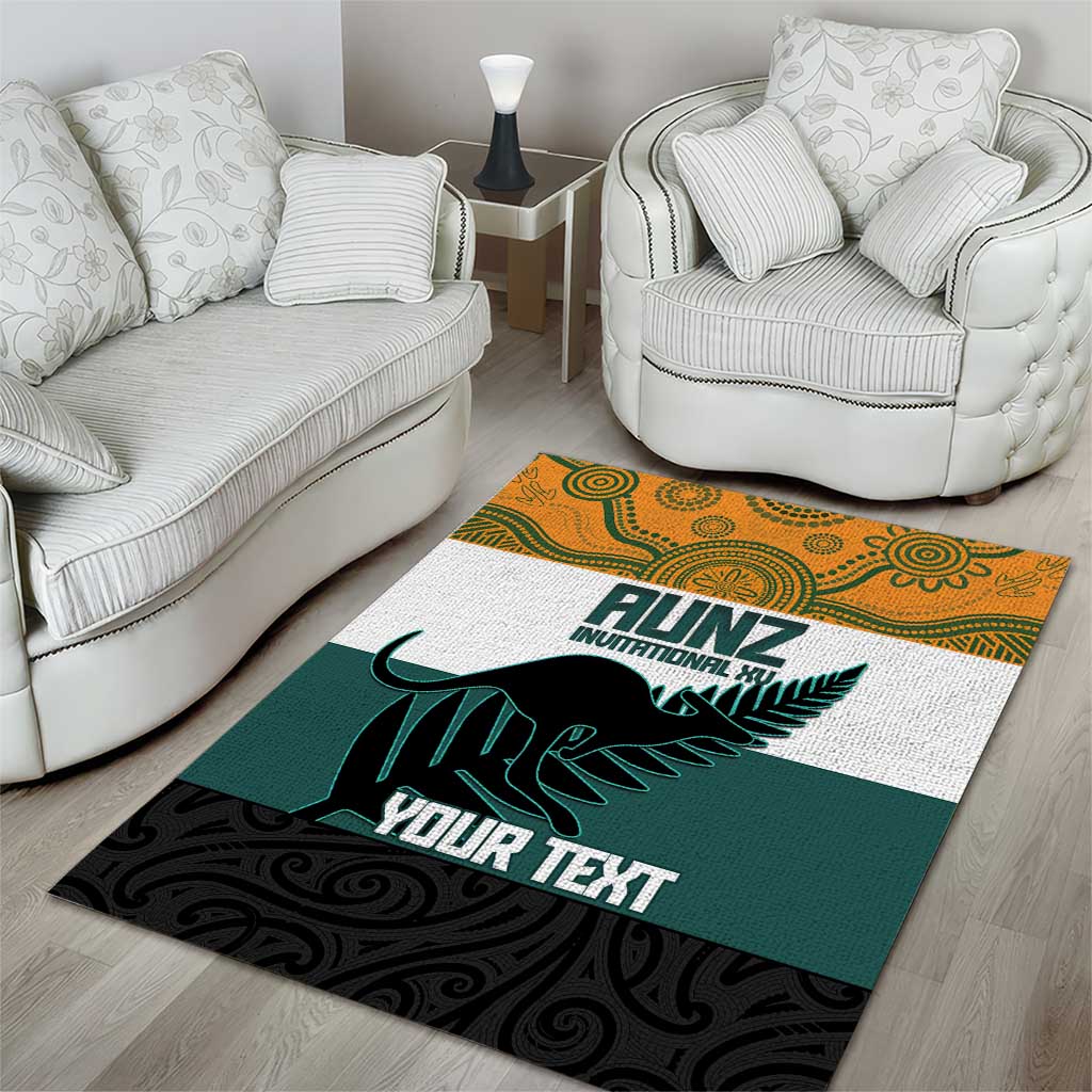 AUNZ Rugby Custom Area Rug Australia Kangaroo New Zealand Silver Fern - Aussie Hoodie