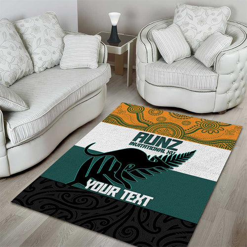 AUNZ Rugby Custom Area Rug Australia Kangaroo New Zealand Silver Fern - Aussie Hoodie