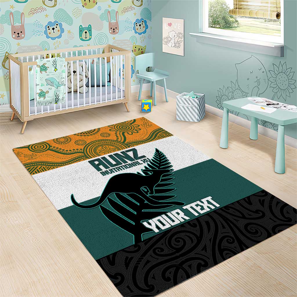 AUNZ Rugby Custom Area Rug Australia Kangaroo New Zealand Silver Fern - Aussie Hoodie