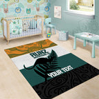 AUNZ Rugby Custom Area Rug Australia Kangaroo New Zealand Silver Fern - Aussie Hoodie