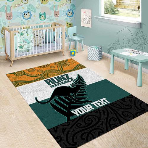 AUNZ Rugby Custom Area Rug Australia Kangaroo New Zealand Silver Fern - Aussie Hoodie
