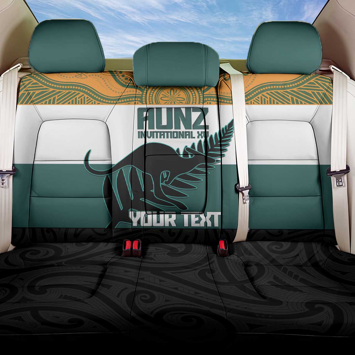 AUNZ Rugby Custom Back Car Seat Cover Australia Kangaroo New Zealand Silver Fern - Aussie Hoodie