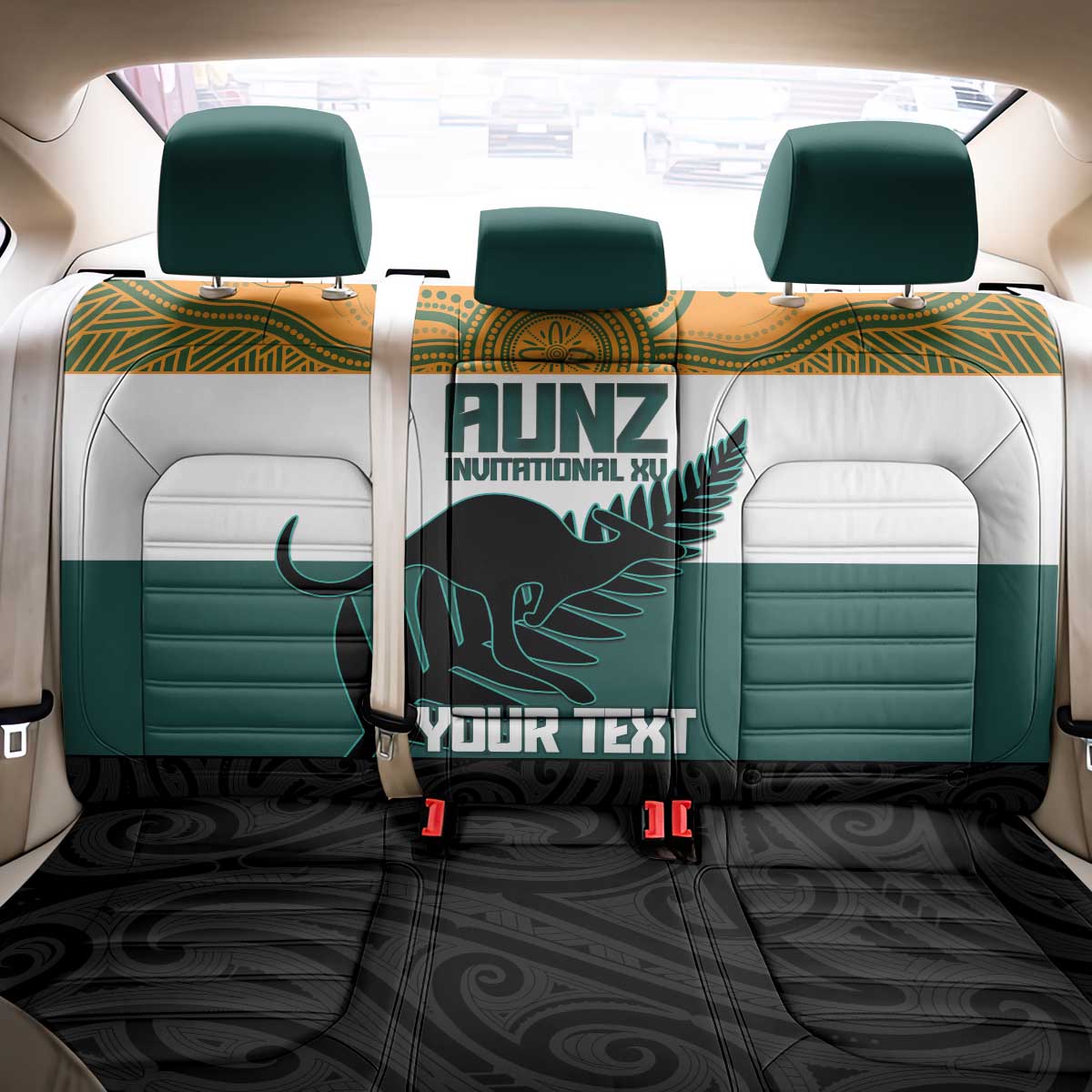 AUNZ Rugby Custom Back Car Seat Cover Australia Kangaroo New Zealand Silver Fern - Aussie Hoodie