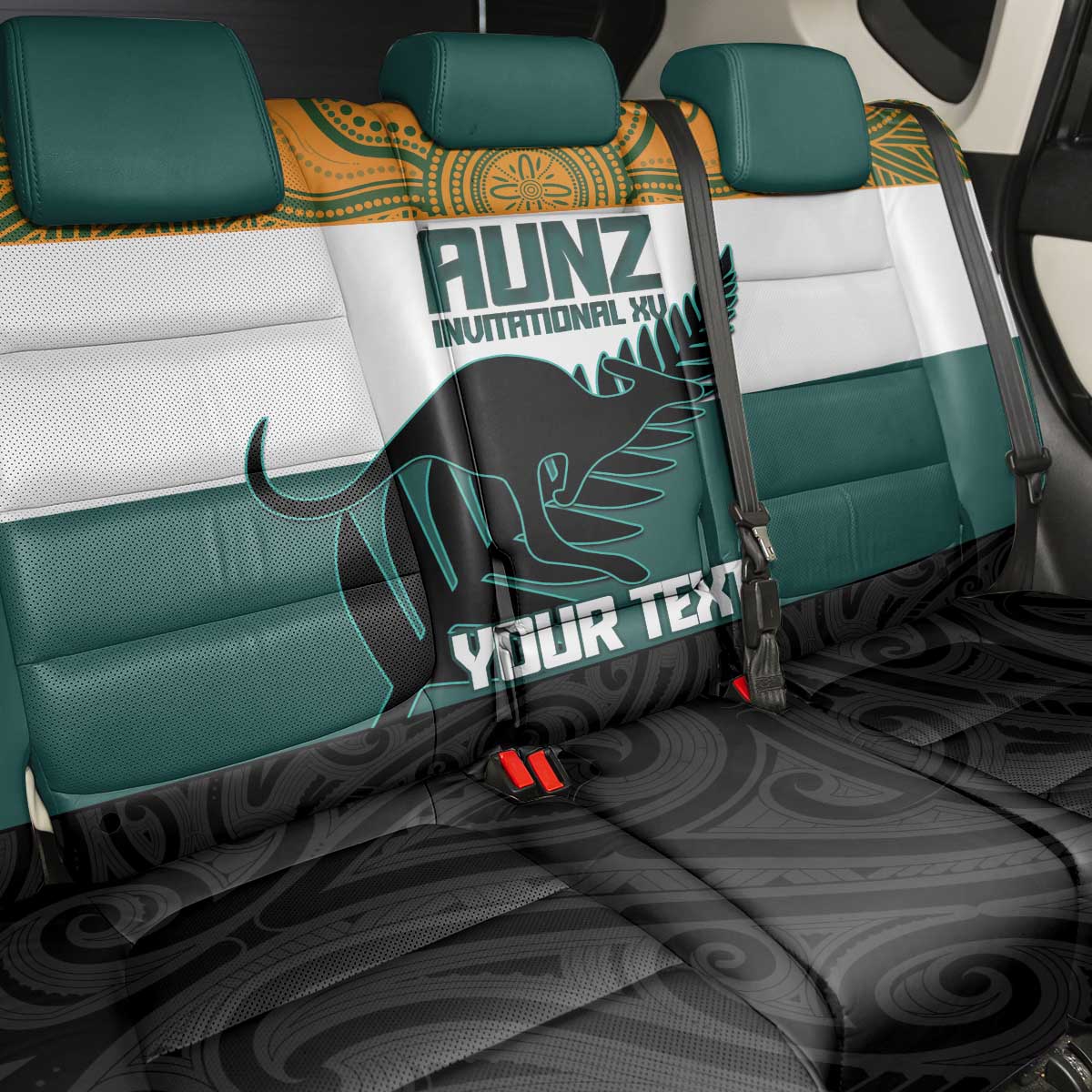 AUNZ Rugby Custom Back Car Seat Cover Australia Kangaroo New Zealand Silver Fern - Aussie Hoodie