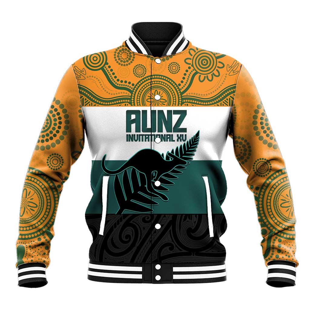 AUNZ Rugby Custom Baseball Jacket Australia Kangaroo New Zealand Silver Fern - Aussie Hoodie