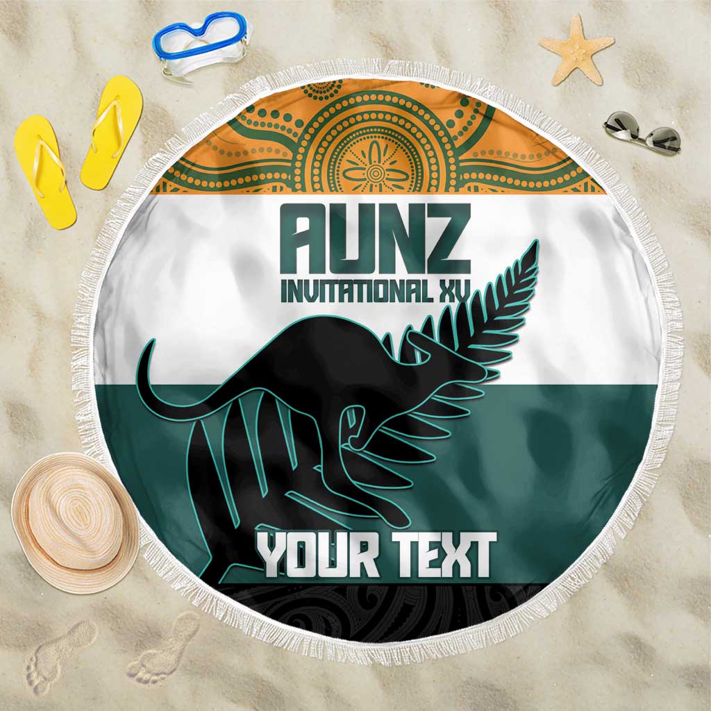 AUNZ Rugby Custom Beach Blanket Australia Kangaroo New Zealand Silver Fern - Aussie Hoodie