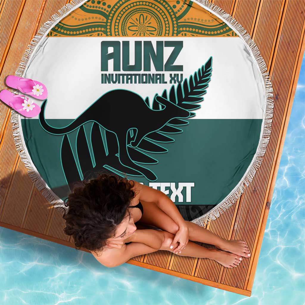 AUNZ Rugby Custom Beach Blanket Australia Kangaroo New Zealand Silver Fern - Aussie Hoodie
